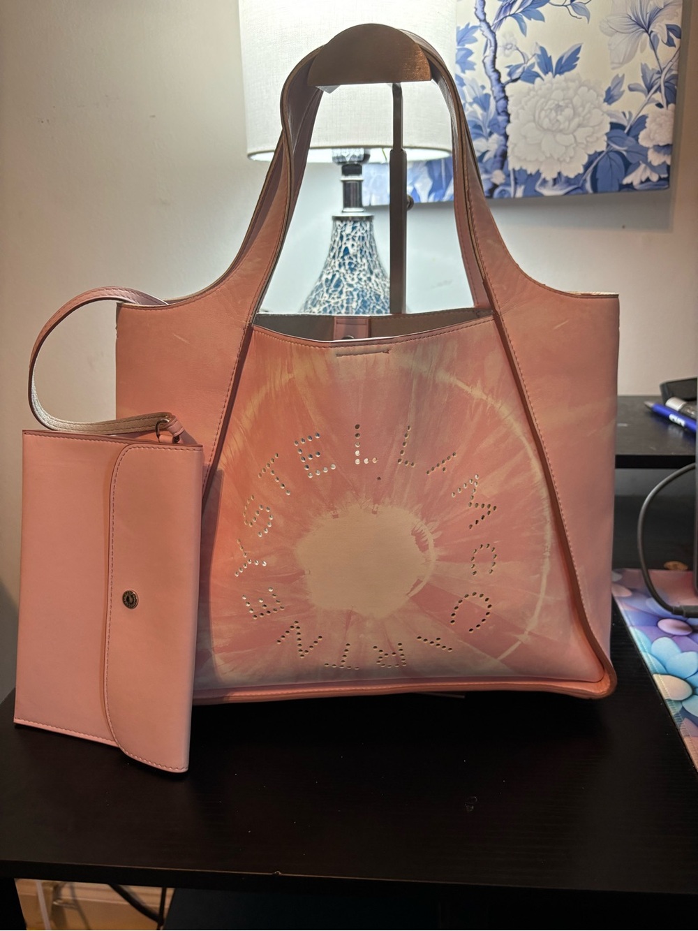 Authentic Stella McCartney Stella Logo Tie-Dye Tote Bag w/ Matching Pouch